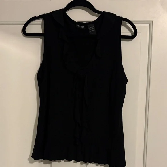 New York & Co Black Ruffle Blouse - Picture 1 of 2